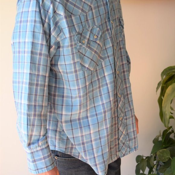 Wrangler medium blue snap front Western style shirt 2XL - Picture 5 of 6
